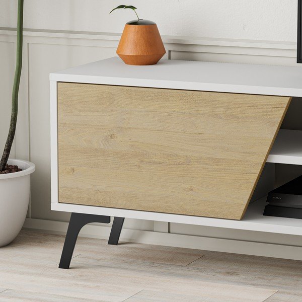 Set TV in rovere bianco/naturale 180x48 cm Fiona - Kalune Design-image-1