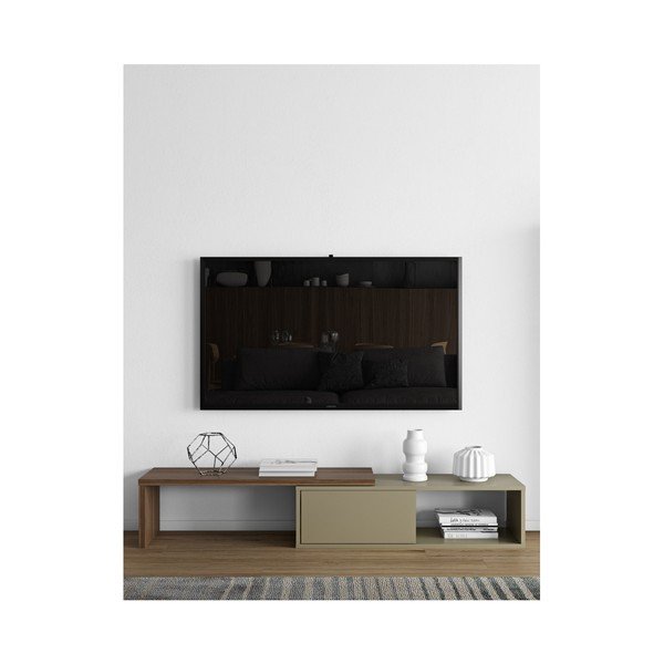 Tavolo TV variabile grigio con impiallacciatura in noce Move - TemaHome-image-1