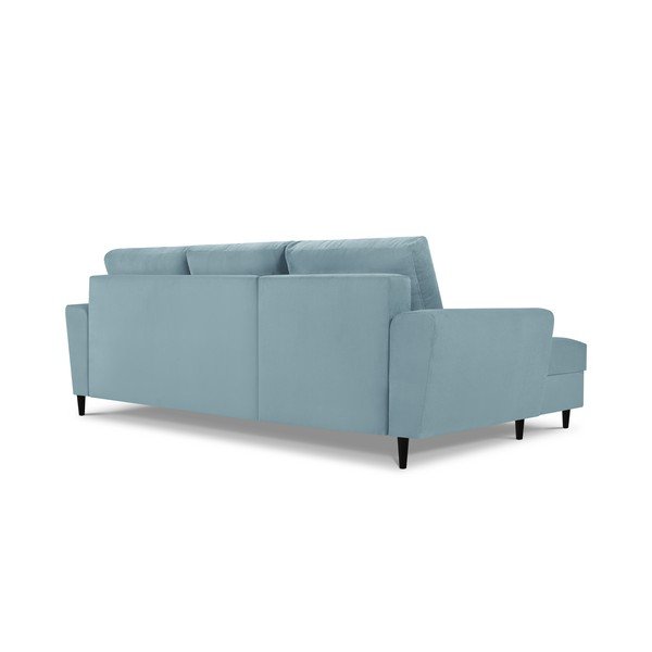 Divano letto angolare in velluto a coste azzurro, angolo sinistro Jazz - Kooko Home-image-4
