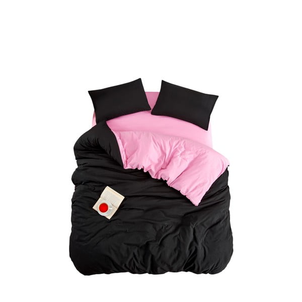 Set copripiumino e federa nero/rosa per letto singolo o esteso con lenzuolo incluso/3 pezzi 160x220 cm Classic – Mila Home