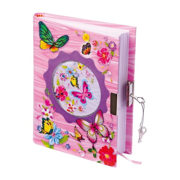 Agenda rosa baby con serratura e 2 chiavi Butterfly - Legler