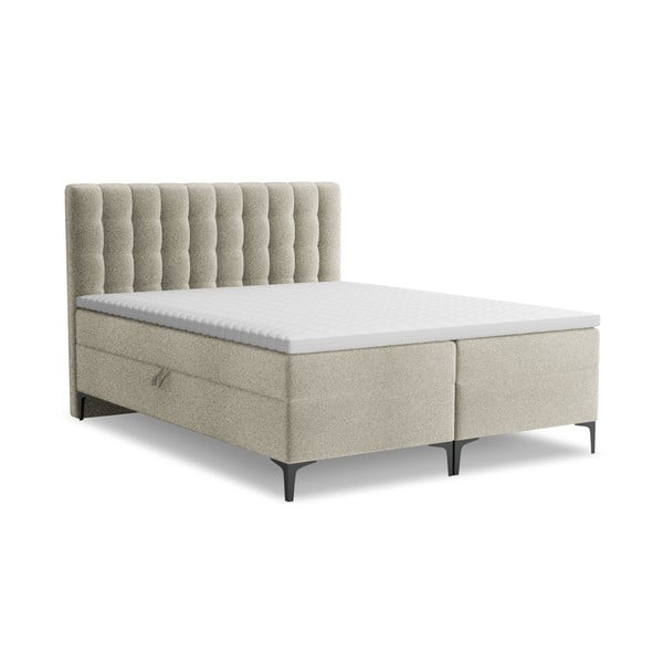 Letto boxspring grigio tortora con contenitore 140x200 cm Puhala – Makamii
