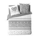 Set copripiumino e federa bianco/grigio in cotone per letto matrimoniale/per letto esteso 3 pezzi 240x220 cm Annie – douceur d'intérieur