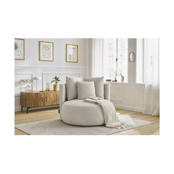 Poltrona beige con rivestimento in velluto Cesar – Bobochic Paris-image-1