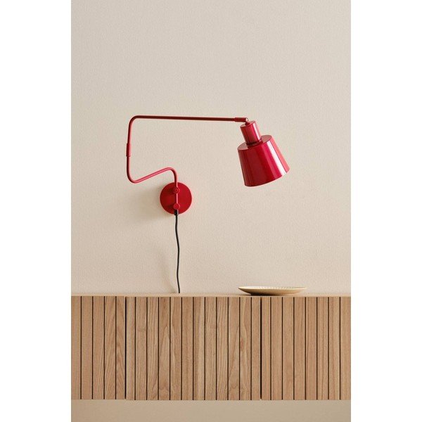Lampada da parete rossa in metallo con alimentazione a corrente con struttura flessibile Stig – Jotex-image-2