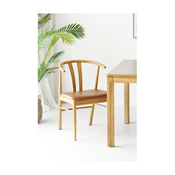 Sedia da pranzo marrone/di colore naturale in rovere massiccio Artenara – House Nordic-image-1