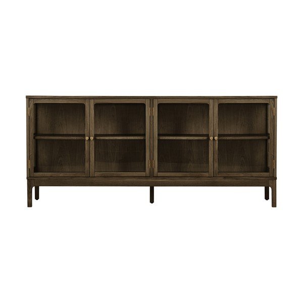 Vetrina marrone scuro con effetto rovere 180x80x40 cm Zamora – House Nordic-image-2