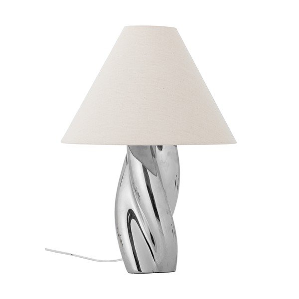 Lampada da tavolo argentata con paralume in tessuto (altezza totale 49 cm) Silva – Bloomingville