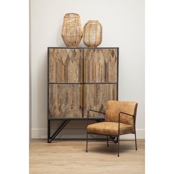 Poltrona marrone con rivestimento in pelle Hoxton – Premier Housewares-image-3
