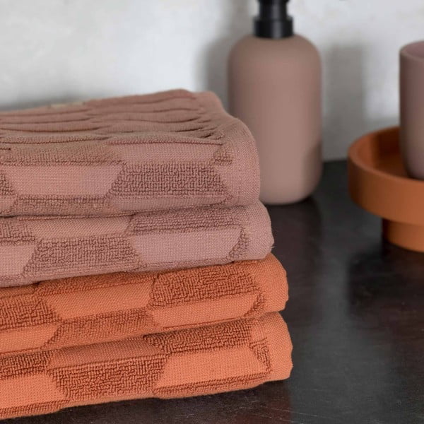 Asciugamano in cotone marrone 50x95 cm Geo - Mette Ditmer Denmark-image-1