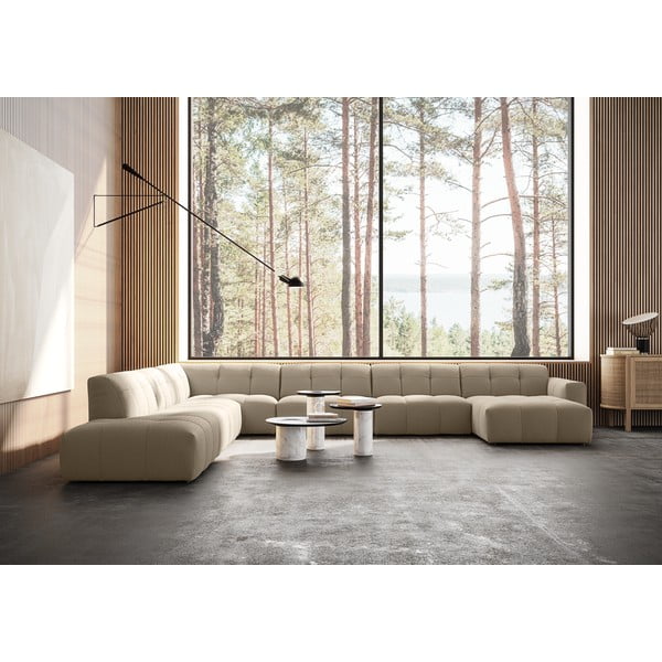 Divano angolare a U beige Chess - Furninova-image-1