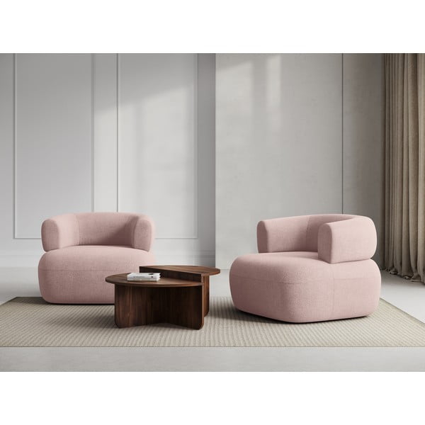 Poltrona rosa chiaro in tessuto bouclé Jenny - Micadoni Home-image-1