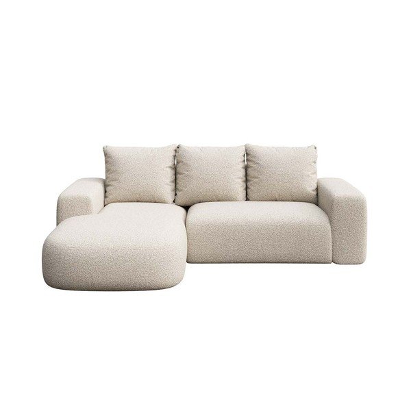 Divano angolare beige (con penisola a sinistra e chaise lounge) rivestito in bouclé Monce – Rodier