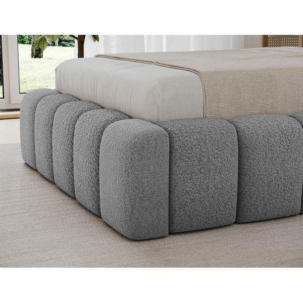 Letto singolo imbottito grigio con contenitore con rete inclusa 90x200 cm Lamica – ELTAP-image-4