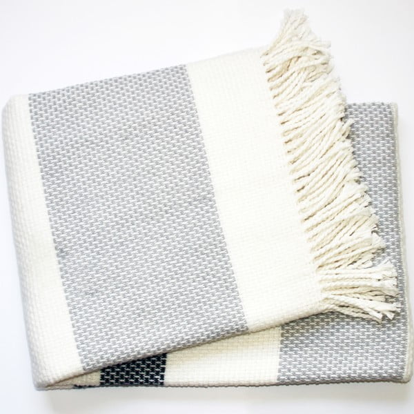 Plaid bianco e grigio con contenuto di cotone , 140 x 180 cm Granite - Euromant