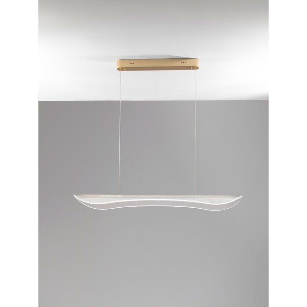 Lampadario LED dorato in alluminio con paralume in vetro acrilico con intensità regolabile Agos – Nova Luce-image-3