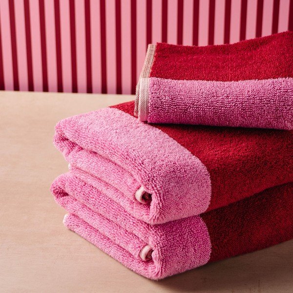 Set di asciugamani tipo terry rosa in cotone 2 pz 50x100 cm Pixie – ONA-image-2