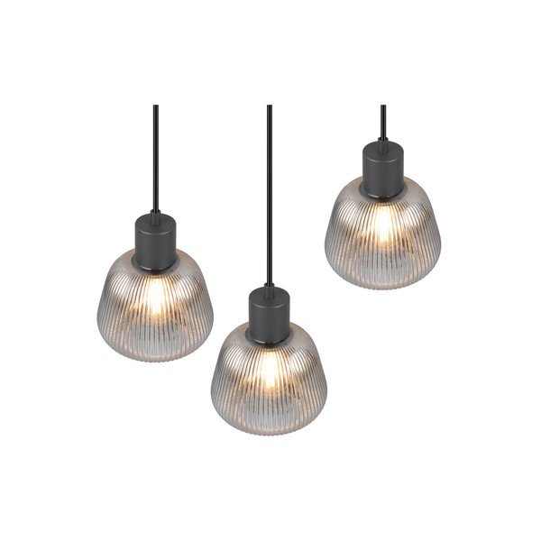 Lampadario nero con paralume in vetro ø 37 cm Tarifa - Trio-image-4