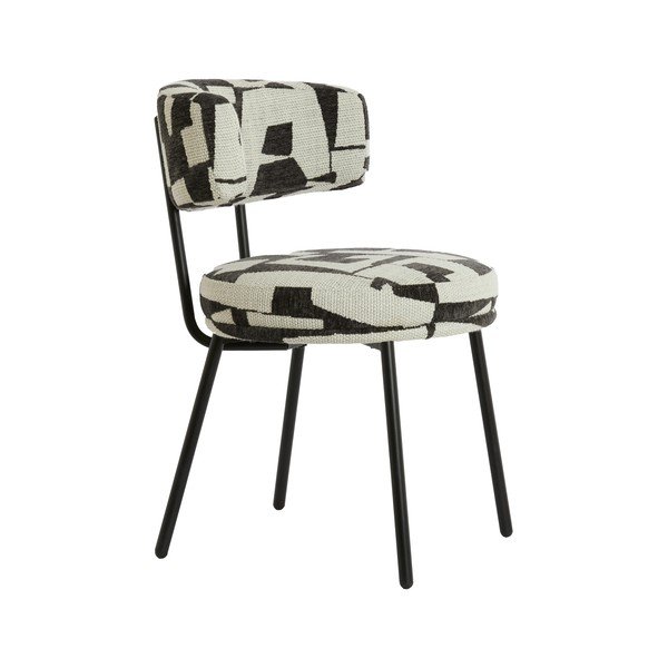 Sedia da pranzo nera/color crema imbottito Harvie – Light & Living