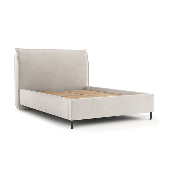 Letto matrimoniale color crema imbottito con spazio contenitivo con griglia inclusa 140x200 cm Shell – Maison de Rêve