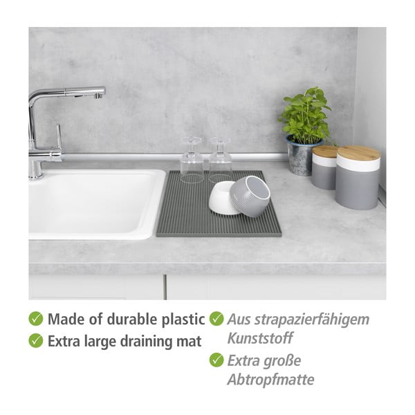 Tappetino scolapiatti grigio in gomma 40x30 cm Maxi – Wenko-image-3