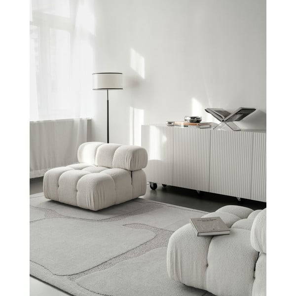 Tappeto in lana grigio chiaro 133x190 cm Morphic Organica - Agnella-image-1