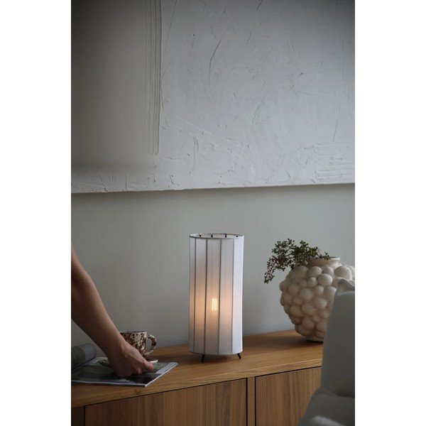 Lampada da tavolo bianca e nera con paralume in tessuto (altezza totale 31,5 cm) Hikari – Markslöjd-image-1