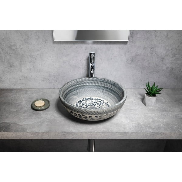 Lavabo rotondo blu in ceramica ø 41 cm Priori – Sapho-image-2
