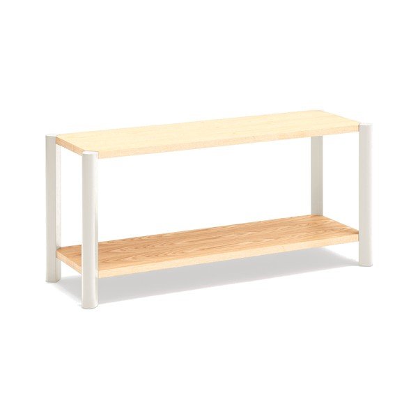 Scaffale color crema/colore naturale chiaro con effetto rovere 126x59x43 cm Bona – Teulat-image-2