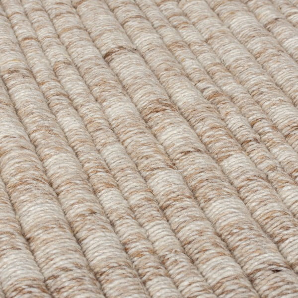 Tappeto beige in misto lana tessuto a mano 120x170 cm Rene Fringed Ribbed – Flair Rugs-image-3
