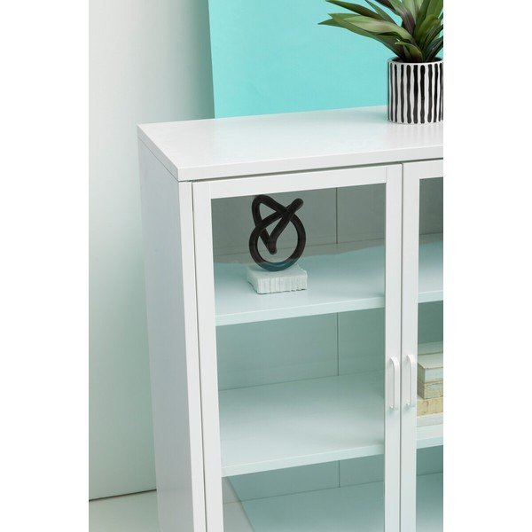 Vetrina bianca in acciaio 80x102x40 cm Acier – Premier Housewares-image-2