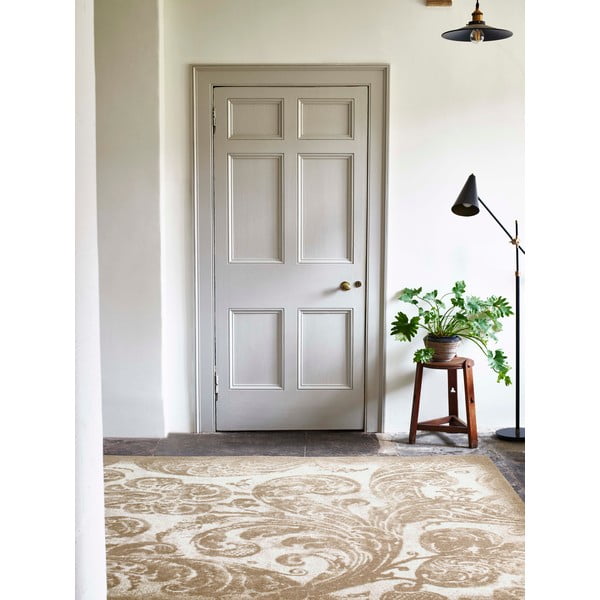 Tappeto in lana beige 200x300 cm Damask - Agnella-image-1