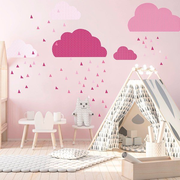 Adesivo murale rosa Nuvole scandinave - Ambiance