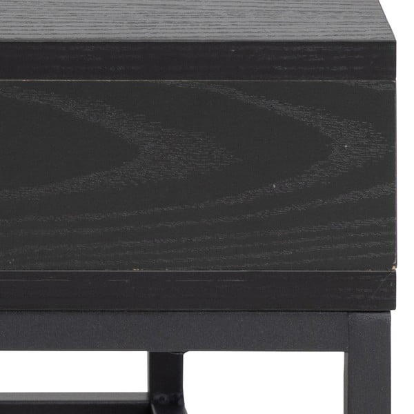Tavolino da salotto nero con piano effetto frassino 80x80 cm Willford – Actona-image-3
