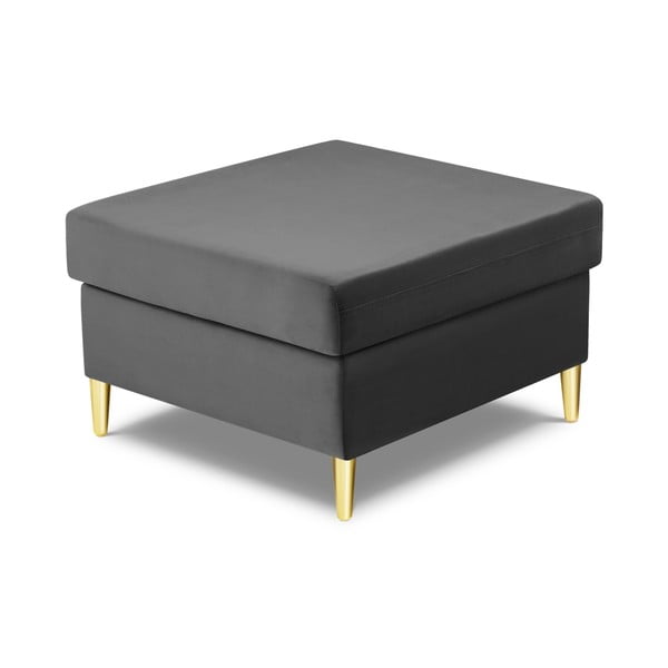 Poggiapiedi grigio chiaro con rivestimento in velluto Kyoto – Cosmopolitan Design-image-2