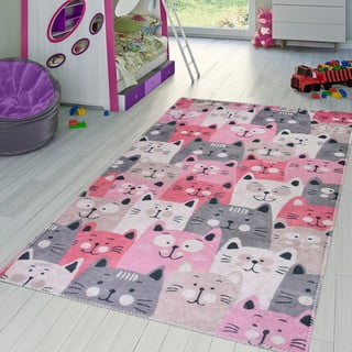 Tappeto rosa e grigio per bambini 160x230 cm Silly Cats - Vitaus