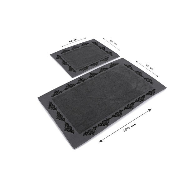 Set di 2 tappetini da bagno in cotone grigio scuro Hobby Sapphire - Foutastic-image-2