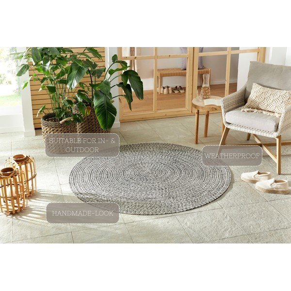 Tappeto rotondo per esterni grigio/beige ø 200 cm - NORTHRUGS-image-4