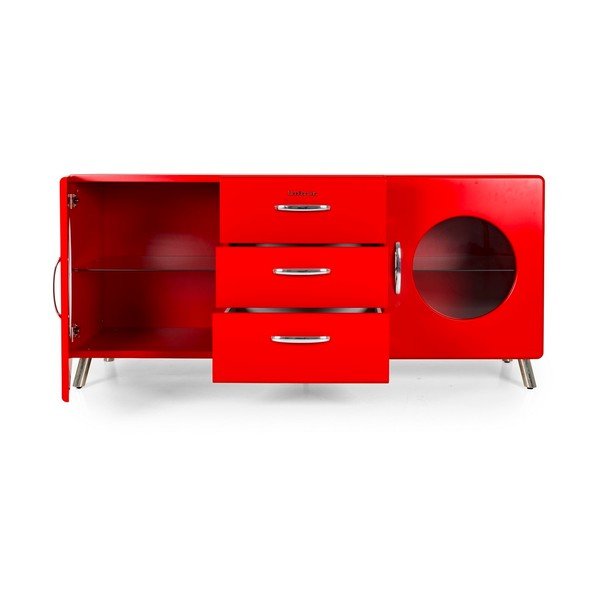 Cassettiera rossa con fori in vetro Cobra, larghezza 163 cm - Tenzo-image-4