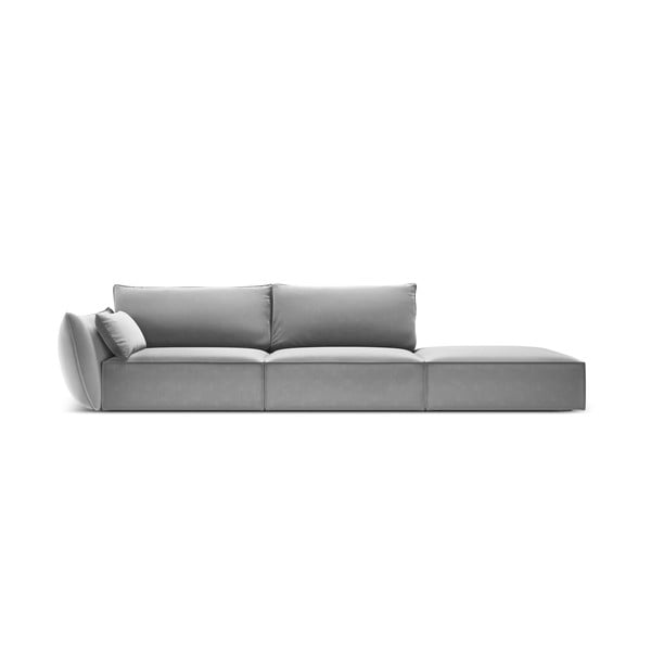 Divano grigio chiaro con penisola a sinistra con rivestimento in velluto 264 cm Vanda – Mazzini Sofas