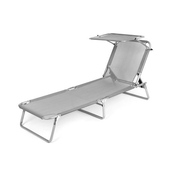 Sedia a sdraio da giardino pieghevole in metallo grigio - Happy Green