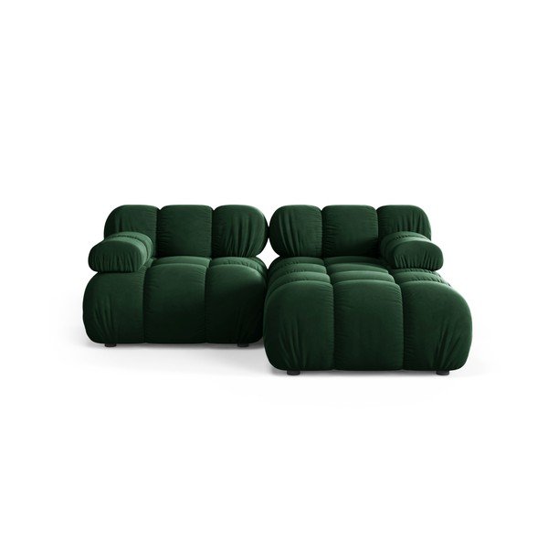 Divano angolare componibile verde scuro (con penisola a destra/con chaise lounge) con rivestimento in velluto – Micadoni 