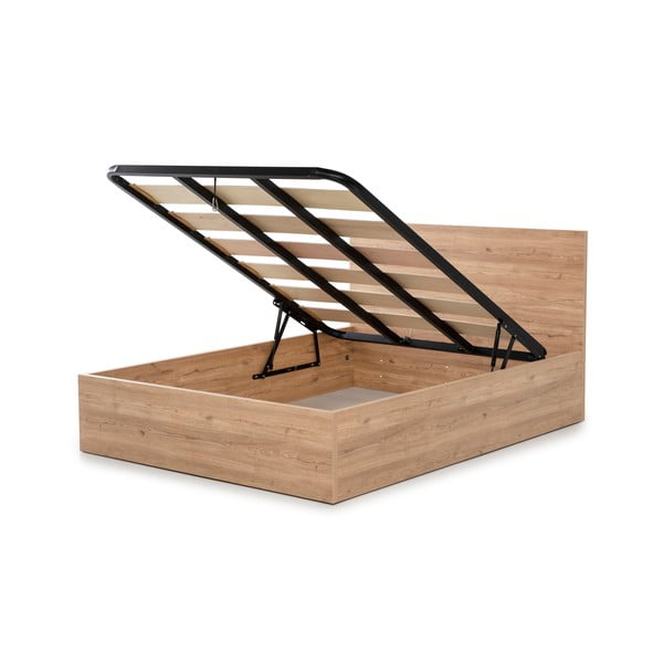 Letto matrimoniale con contenitore con griglia 160x200 cm in colore naturale Kronos - Marckeric-image-4