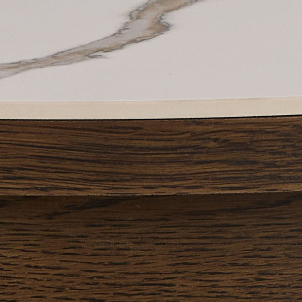 Tavolino da salotto rotondo beige/marrone scuro con piano in ceramica ø 90 cm Southampton – Actona-image-3