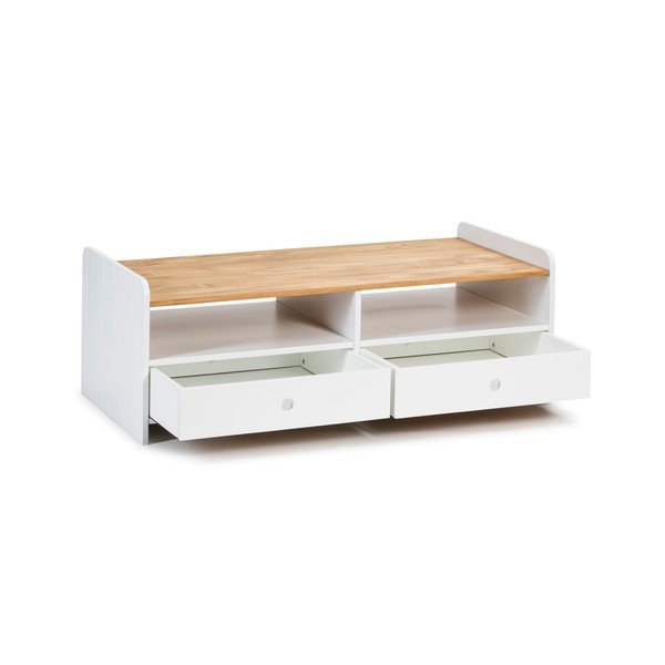 Tavolino bianco con piano in legno di pino Monte - Marckeric-image-2