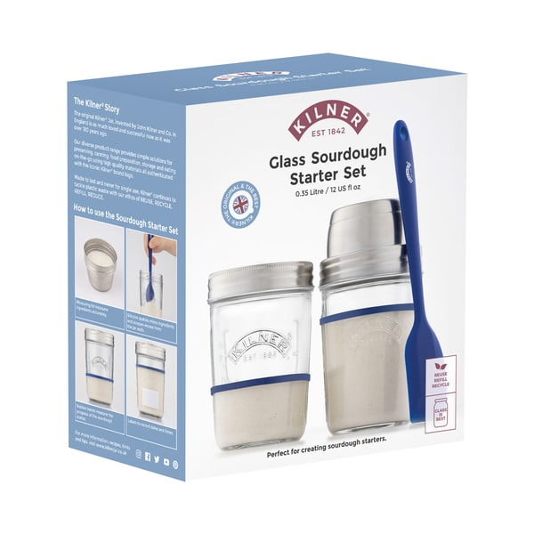 Set di starter per lievito madre con spatola 2pz 0,35l - Kilner-image-1