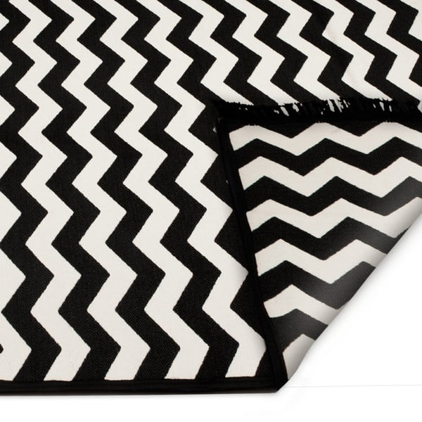 Tappeto bifacciale bianco e nero Zig Zag 80 x 150 cm - Cihan Bilisim Tekstil-image-4