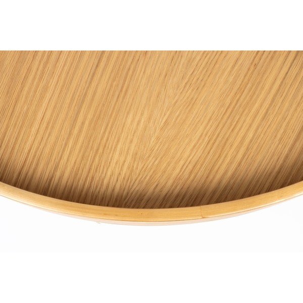 Tavolino da salotto rotondo di colore naturale con piano effetto rovere ø 70 cm Yuri L – White Label-image-4