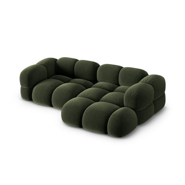 Divano angolare verde (con penisola a destra/con chaise lounge) con rivestimento in velluto Loretto – Cosmopolitan Design-image-2