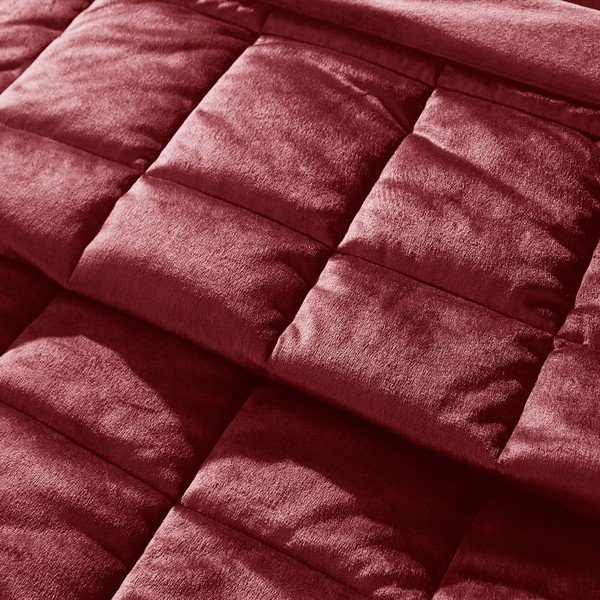 Copriletto burgundy in velluto con rivestimento trapuntato 220x220 cm Kingsley Matt Velvet – Catherine Lansfield-image-2